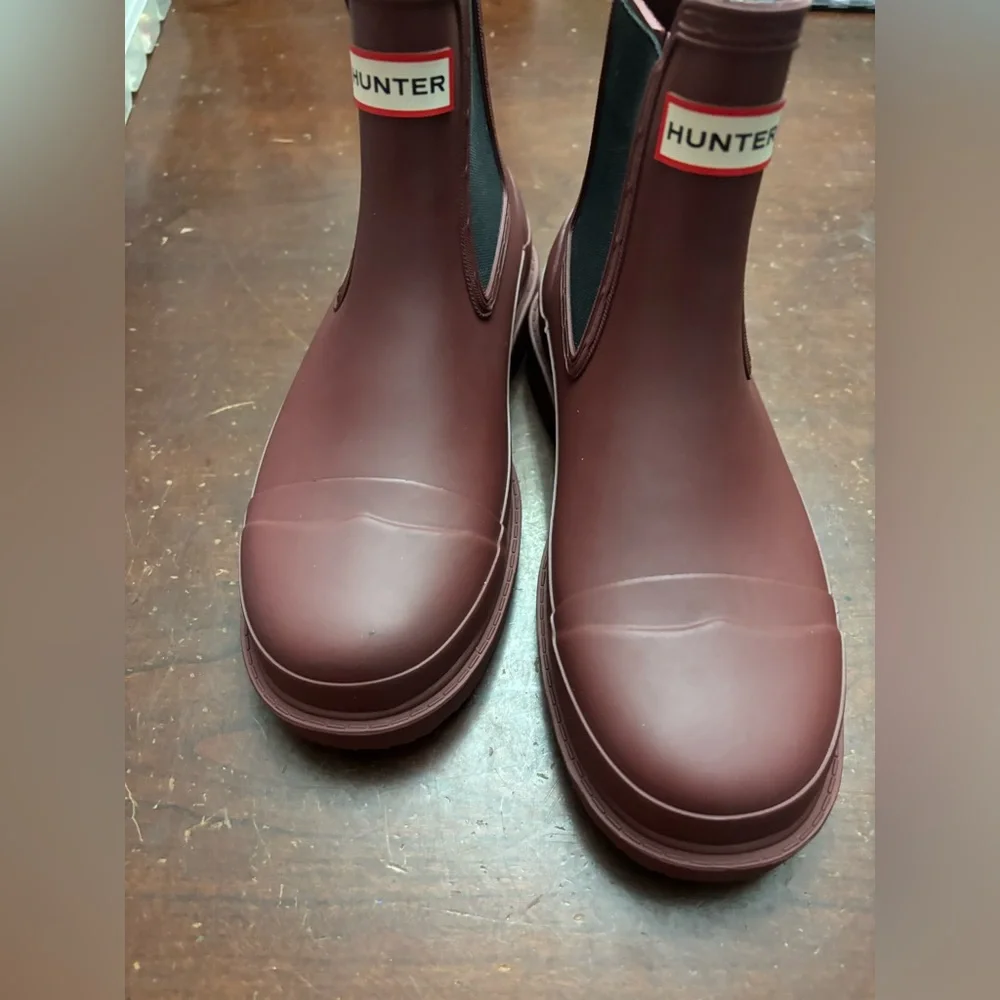 New Hunter ankle booties maroon farmhouse rain garden rubber size woman’s 5